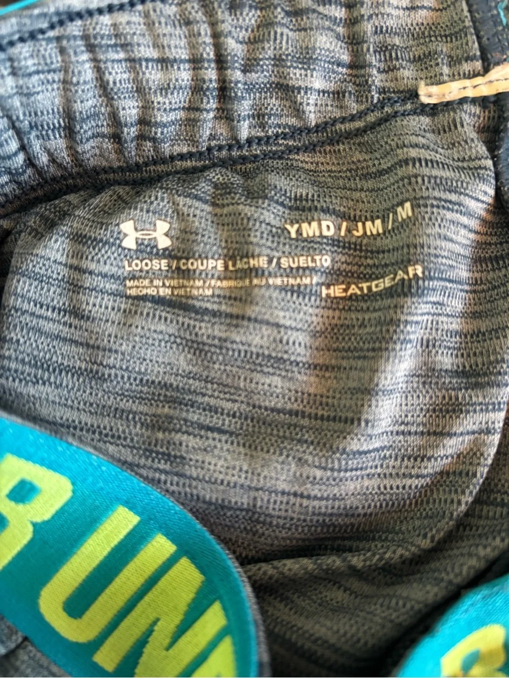 Under Armour Kids Gray Joggers with Neon Yellow & Teal Waistband